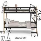 Storkcraft Caribou Twin-Over-Twin Bunk Bed (Black with Natual) – GREENGUARD Gold Certified, Converts to 2 Individual Beds