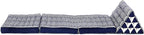 Leewadee - Comfortable Japanese Floor Mattress - Thai Floor Bed with Triangle Cushion - Futon Mattress - Thai Massage Mat, 67 x 21 inches, Blue White, Kapok Filling