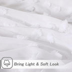 MYSKY HOME White Sheer Short Curtains with Pom Pom for Small Windows Bedroom Nursery Kids Girls Room Curtains Cafe Kitchen Light Filtering Boho Drapes, Rod Pocket,38 x 45 Inches, 2 Panels