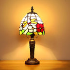 Tiffany Small Lamp Baroque Stained Glass Table Lamp 3 Way Color-Temparetures Bedside Nightstand Table Lamps for Bedroom Living Room Home Office Desk Light W/LED Bulb 6X6X12.5Inch