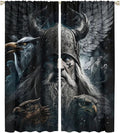 Fantasy Norse Viking Curtains,Cool Gothic Vintage Vikings Mystical Symbol Eagle Window Treatments Thermal Insulated Rod Pocket Blackout Drapes for Bedroom 2 Panels 54L x 21W