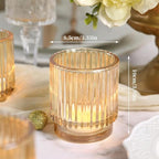 DEVI 8pcs Large Gold Votive Candle Holders for Wedding Centerpieces, Glass Tea Lights Candle Holder Decor, Wedding Bridal Shower Party Table Decor, Vintage Boho Easter Decor for Table