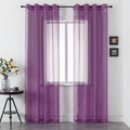 DUALIFE Purple Curtains 120 Inches Extra Length for Bedroom Set of 2 Panels Grommet Window Semi Voile Drapes Dark Purple Sheer Curtains for Kids Girls Bedroom Decor 52x120 Inch Long10 FT Royal Purple