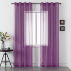 DUALIFE Purple Curtains 120 Inches Extra Length for Bedroom Set of 2 Panels Grommet Window Semi Voile Drapes Dark Purple Sheer Curtains for Kids Girls Bedroom Decor 52x120 Inch Long10 FT Royal Purple