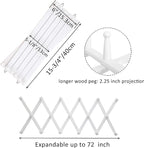 WEBI Accordion Wall Hanger,Expandable Wooden Hat Rack for Wall Mounted Coat Rack,Accordion Hat Hooks Holder for Baseball Caps,17 Peg Hooks,White