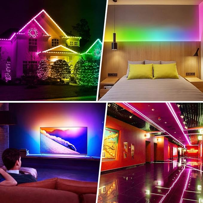 Led Strip Lights Battery Powered RGB 2M 6.56ft Battery Operated Led Battery Lights with 3 Keys Controller Waterproof Battery Led Rope Lights for TV, Bedroom, Mirror, PC, Camping & Home Decoration