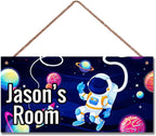 Personalized Sign Universe Sign Outer Space Theme Art Décor For Kids Room Custom Name Astronaut Door Wall Art Décor For Little Man Cave, Floral Nursery Art Plate For Girls Room Boys Bedroom Baby
