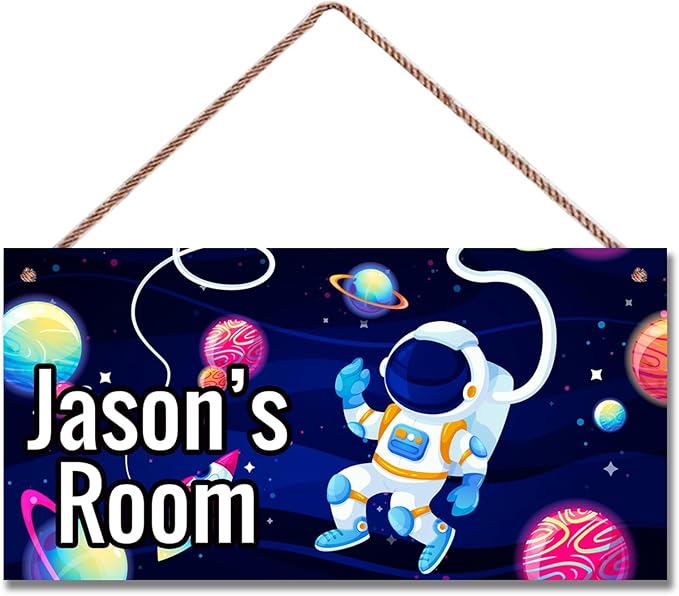 Personalized Sign Universe Sign Outer Space Theme Art Décor For Kids Room Custom Name Astronaut Door Wall Art Décor For Little Man Cave, Floral Nursery Art Plate For Girls Room Boys Bedroom Baby