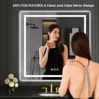 LOAAO 40"X40" LED Mirror for Bathroom, Lighted Bathroom Mirror with Lights, Anti-Fog, Dimmable, Memory Function, Easy to Install, Clear Reflection