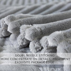 Queen Size Cuddly Fluffy Fleece Blanket, Warm and Soft with Striped Pattern, 90x90 Inches, Ash Grey