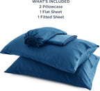 Bedsure California King Sheet Sets, Cooling Sheets, Rayon Derived from Bamboo, Breathable & Soft, Deep Pocket Up to 16 Inches, Hotel Luxury Silky Bedding for Hot Sleepers, Peacock Blue