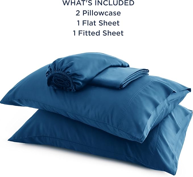 Bedsure California King Sheet Sets, Cooling Sheets, Rayon Derived from Bamboo, Breathable & Soft, Deep Pocket Up to 16 Inches, Hotel Luxury Silky Bedding for Hot Sleepers, Peacock Blue