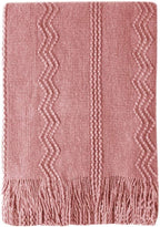 BOURINA Coral Pink Throw Blanket 50x60 Inches Throw Textured Solid Soft Sofa Couch Decorative Knit Blanket