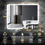 36"x 28" LED Bathroom Mirror with Shelf, Wall-Mounted Backlit Vanity Mirror with Lights, Smart Bathroom Mirror with 3 Colors, Anti-Fog, Stepless Dimmable, Memory (UL, ETL)