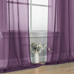 OVZME Plum Sheer Curtains 84 Inches Long 2 Panels - Soft Light Filtering Window Sheer Panels for Living Room/Bedroom, Top Dual Rod Pocket, 1 Pair, Each 42Wx84L Inches