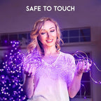 JMEXSUSS 4 Pack 50 LED Halloween Fairy Lights Battery Operated, 16.1ft Purple String Lights, Mini Christmas Lights Indoor Outdoor Waterproof for Bedroom Party Halloween Christmas Decorations