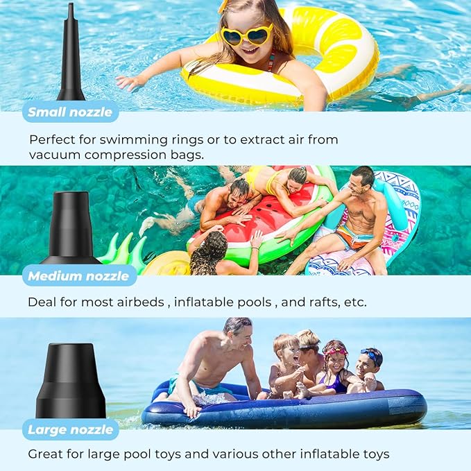 Portable Electric Air Mattress Pump, Rechargeable 4000mAh Battery Air Pump - Quick-Fill Air Inflator Deflator for Outdoor Camping Inflatable Bed Pool Boat Float Raft Swimming Rings Snow Tube