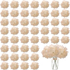100PCS Artificial Hydrangea Flowers, Fake Flowers Silk Hydrangea Full Flowers Heads with Stems for Wedding Home Party Shop Baby Shower Decor (Apricot)