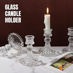 DARJEN Candlestick Holders Set,12Pcs 4" H Taper Candle Holders Bulk, Clear Glass Candle Holders for Wedding, Spring Party, Romantic Dinner, Festival & Windowsill Decor