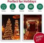 LAMPHOME 31.9FT 150-Count Halloween Decoration Lights with Brown Wire, String Lights for Holiday Decorations, Halloween Tree Lights, Holiday Party, Home, Indoor & Outdoor Use (Brown Wire Orange)