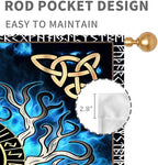 Tree of Life Curtains, Vikings Celtic Nordic Life Tree Scandinavian Aesthetic Mythology Blue Window Drapery Treatments for Bedroom Living Room Bathroom 2 Panels, 52"x84" Inch
