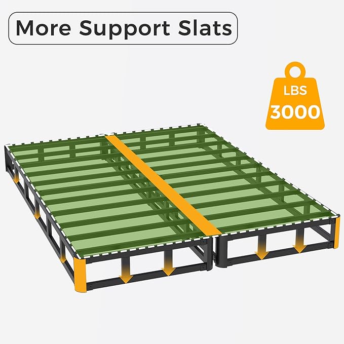 Split King Box Spring 5 Inch, Easy Assembly Bed Foundation, Heavy Duty Low Profile Metal Box Spring King with Fabric Cover, Noise Free