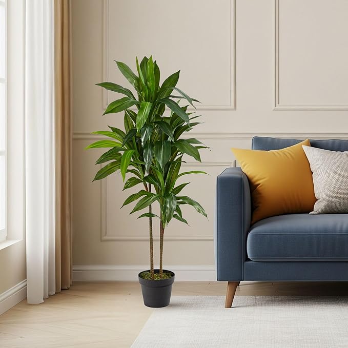 Nearly Natural 48in. Dracaena Artificial Plant with Green Real Touch Leaves - Lifelike Indoor Décor