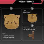 6PCS Wooden Cat Shaped Cabinet Knobs, Cabinet Handles, Single Hole Beech Wood Handles, Wood Hooks with Full Set of Screw Accessories