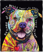 Dawhud Direct 75x90-Inch Pit Bull Fleece Blanket - Dean Russo Pitbull Throw Blanket for Adults and Kids - Soft and Cozy for Bed, Couch, or Travel - Thoughtful Gifts for Women and Dog Lovers