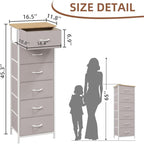 Somdot Tall Dresser for Bedroom with 6 Drawers, Storage Organizer Chest of Drawers with Removable Fabric Bins for Closet Bedside Living Room Laundry Entryway Hallway, Ash Grey
