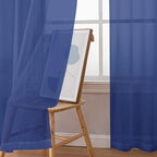 Chyhomenyc Royal Blue Sheer Curtains, 84 Inch Long 2 Panel Set, Rod Pocket Voile Drapes for Living Room, Bedroom - 2PCS, Each 42 W x 84 L
