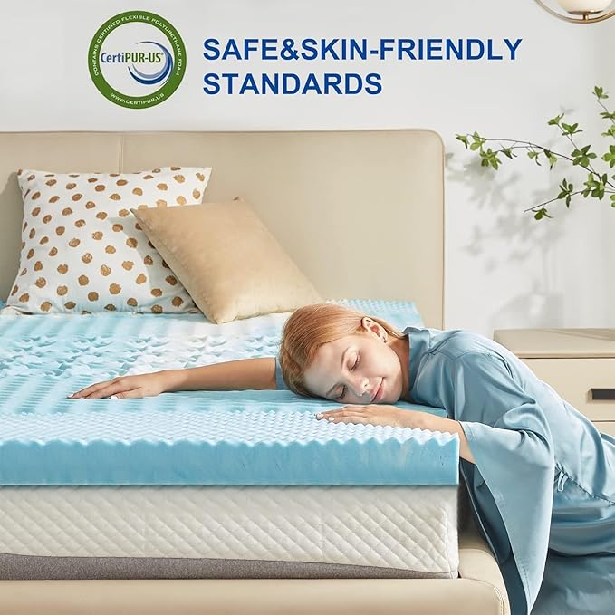 SINWEEK Mattress Topper Memory Foam Mattress Topper 1.5 Inch Queen Soft Mattress Pad for Pressure Relief, 5-Zone Design, CertiPUR-US Certified