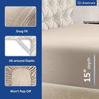 DREAMCARE King Size Sheets Set - Cooling Bed Sheets - 4pcs Set - up to 15" Deep Pocket King Sheet Set – Soft & Long Lasting Cooling - 100% Fine Brushed Microfiber with Side Pocket - Beige