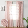 MYSKY HOME Pom Pom Pink Sheer Curtains for Bedroom Girls Room Dusty Rose Curtains 108 Inches Long for Nursery Kids Light Filtering Boho Window Drapes, Rod Pocket, 52" Wide, 2 Panels