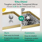 TokeShimi Brushed Gold Vanity Mirror 60x36,Bathroom Mirror Framed Aluminum,Tempered Glass,Rectangle Mirror for Bathroom,Shatterproof Bathroom Wall Mirror(Horizontal/Vertical)