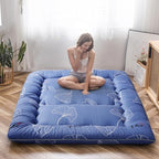 MAXYOYO Leaf Printed Japanese Futon Floor Mattress, Thicken Sleeping Pad Floor Bed Roll Up Camping Guest Mattress Folding Couch Bed, Twin Size