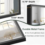 Bathroom Mirror 30x36 Inch, Black Frame Mirror 30"x36", Rectangle Wall Mounted Mirror, Metal Framed Vanity Mirror for Wall 30 by 36, Modern Mirror Hangs Horizontal Or Vertical
