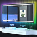 LED Mirror for Bathroom, 60"X36" with 8 RGB Backlit +3 Front Lit (Adjustable Individually), Anti-Fog, Large Lighted Bathroom Vanity Mirror for Wall,Shatterproof,Memory Function,Tempered Glass