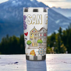 City Travel Mug for City Lover,20oz Double Wall Tumbler Vacuum Insulated Stainless Steel Coffee Cups (San Francisco)