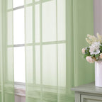 Aiyufeng Light Green Sheer Curtains 45 Inch Length 2 Panels Set for Living Room, Light Filtering Green Window Sheers Drapes for Bedroom, Each 42" W x 45" L