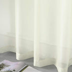 DUALIFE 45 Inches Long Voile Sheer Curtains for Nursery 2 Panels Grommet Small Windows Short Drapes Curtains for Bathroom Boys Bedroom 52 X 45 Inch Long, Ivory