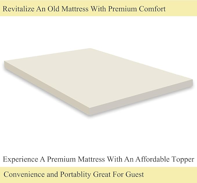 Mayton Soft 2-inch Foam Mattress Topper with Optimum Body Support | Comfortable and Breathable Bed Toppers for Mattress with Orthopedic Benefits, Helps Relieve Luber and Back Pain, King, White