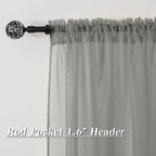 HUTO Sage Grey Sheer Window Curtains 52 by 63 Inch Length Rod Pocket Window Sheer Panels Drapes 2 Panels Curtains for Bedroom Living Room Nursery