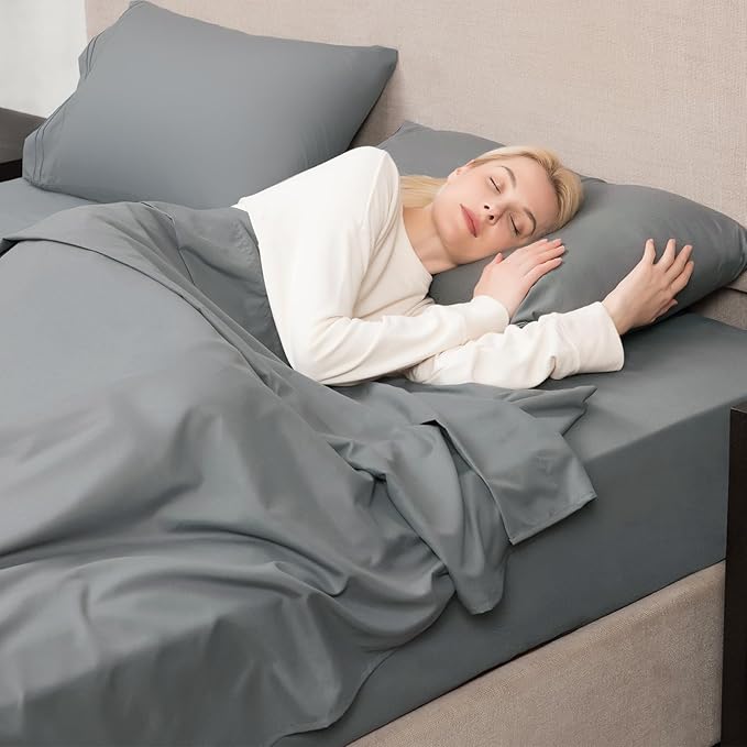 Mejoroom Queen Size Sheet Set - Hotel Luxury 1800 Bedding Sheets & Pillowcases - Deep Pocket Fitted Sheet, Soft, Breathable, Wrinkle & Fade Resistant - 4 Piece (Queen,Gray)