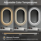 Niccy Oval LED Mirror for Bathroom, 32x20 Front Lit + Backlit Vanity Mirrors with Light Anti-Fog, Shatter-Proof, Makeup Mirror with Black Frame (Horizontal/Vertical)