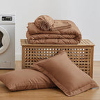Love's cabin Twin Comforter Set Mocha Mousse, 5 Pieces Twin Bed in a Bag, All Season Bedding Sets with 1 Comforter, 1 Flat Sheet, 1 Fitted Sheet, 1 Pillowcase and 1 Pillow Sham