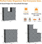 C&AHOME Cube Storage Organizer with Doors, 9-Cube Shelves, Closet Cabinet, DIY Plastic Modular Bookshelf, Storage Shelving Ideal for Bedroom, Living Room, 36.6”L x 12.4”W x 36.6”H Black USHS3009B-DOOR