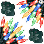 Christmas Lights Battery Operated 4 Pack 8 Feet 20 LED String Lights on Green Wire with 8 Modes Waterproof Tree Lights for Outdoor Indoor Holiday Party Garden Xmas Tree Decorations, Multicolor