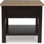 Signature Design by Ashley Drazmine Casual End Table with 1 Lower Shelf, Light Brown & Black