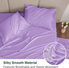 Love's cabin Full Size Satin Sheet Sets - 4 Piece Lavender Silky Sheet Set with Deep Pocket, Luxury Silk Feel Satin Sheets Full Bedding Set (1 Flat Sheet,1 Fitted Sheet,2 Pillow Cases)